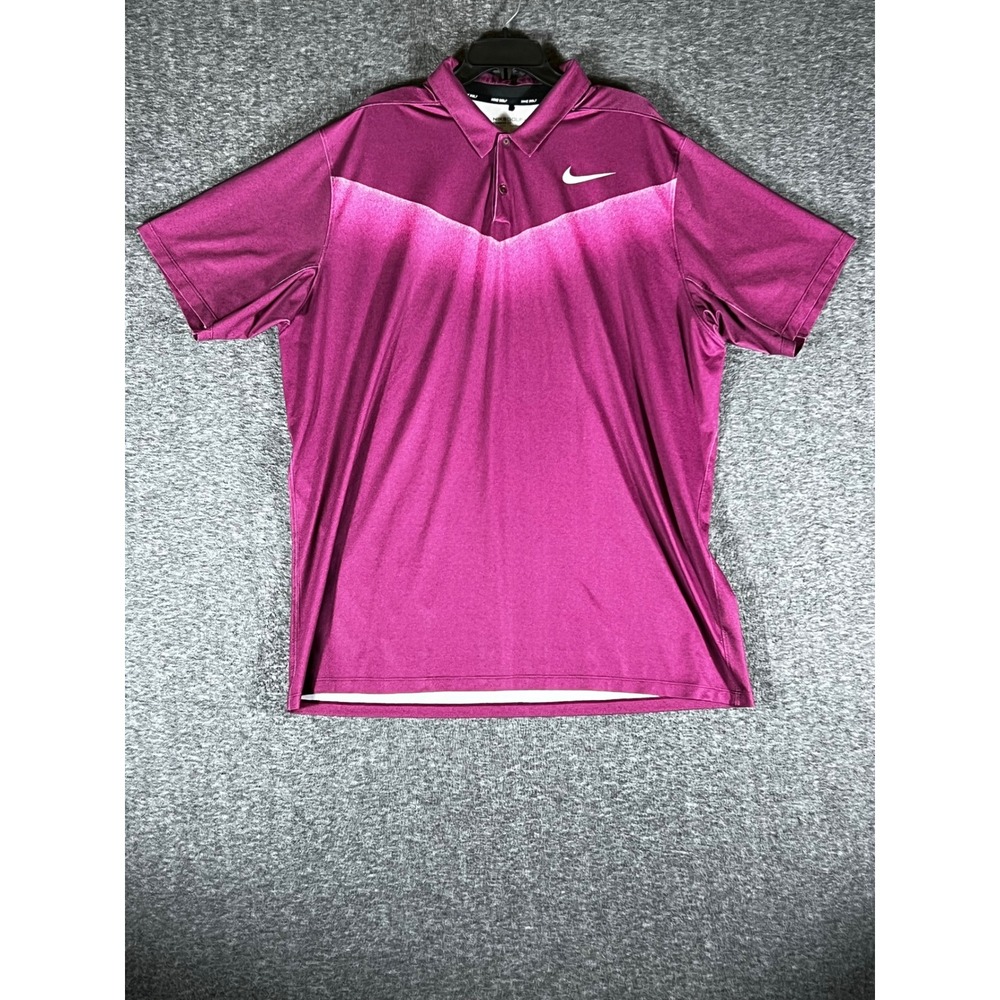 Nike Golf Dri-FIT Polo Shirt Mens XXL Purple Gradient Chevron Standard Fit Short